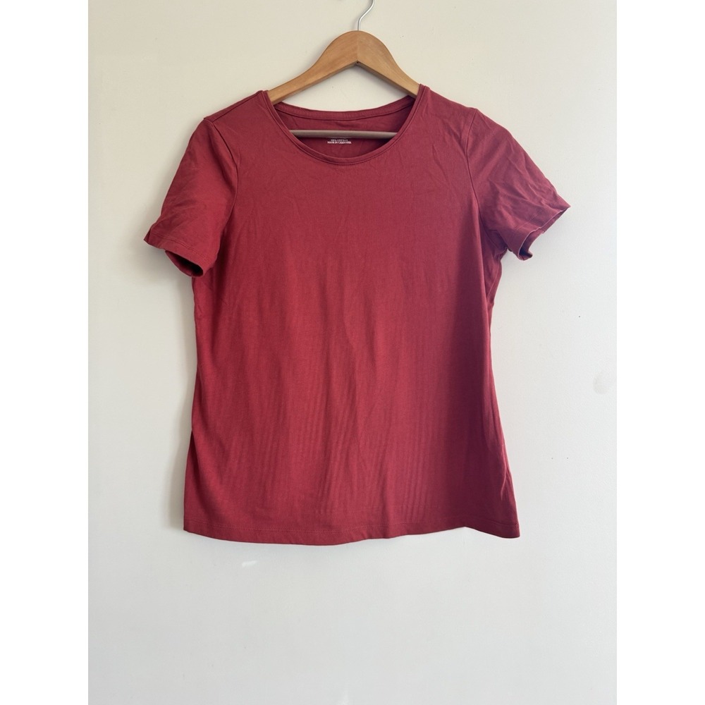 Christoper & Banks Coral Summer Cotton Tee Tshirt Medium Women's Short Sleeve